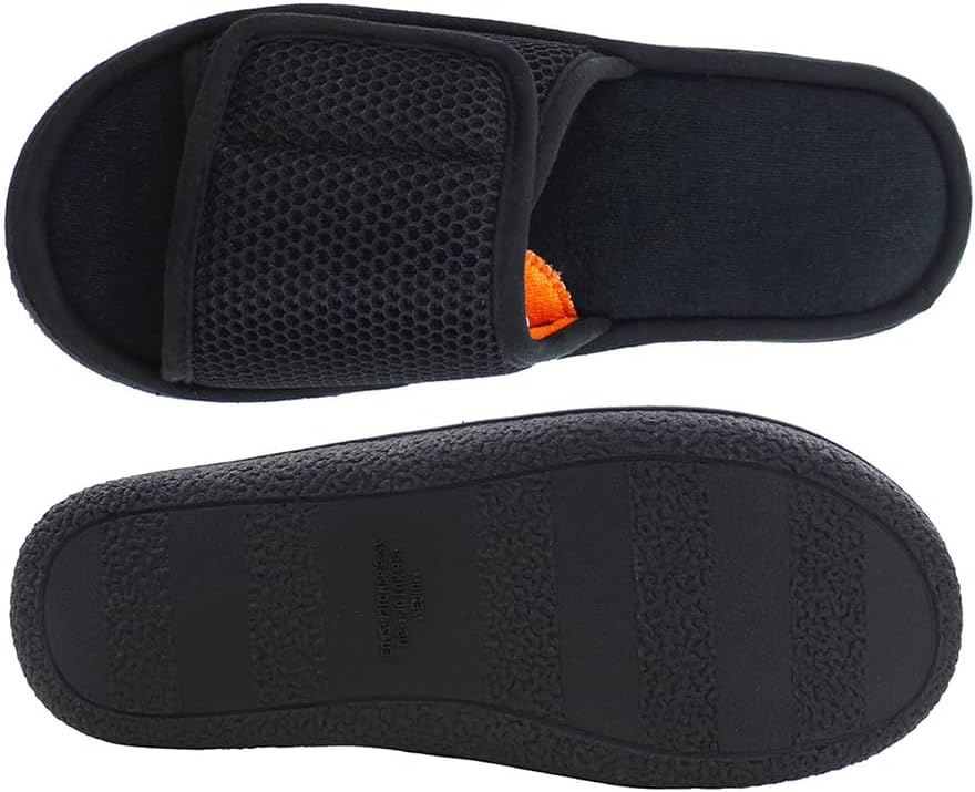 

Домашние мужские тапочки Coral Velvet из хлопка с подошвой TPR, регулируемой стелькой с эффектом памяти, открытым носком, удобные для дома и улицы (Размер: EU 44/45, Цвет: черный) Yczhd