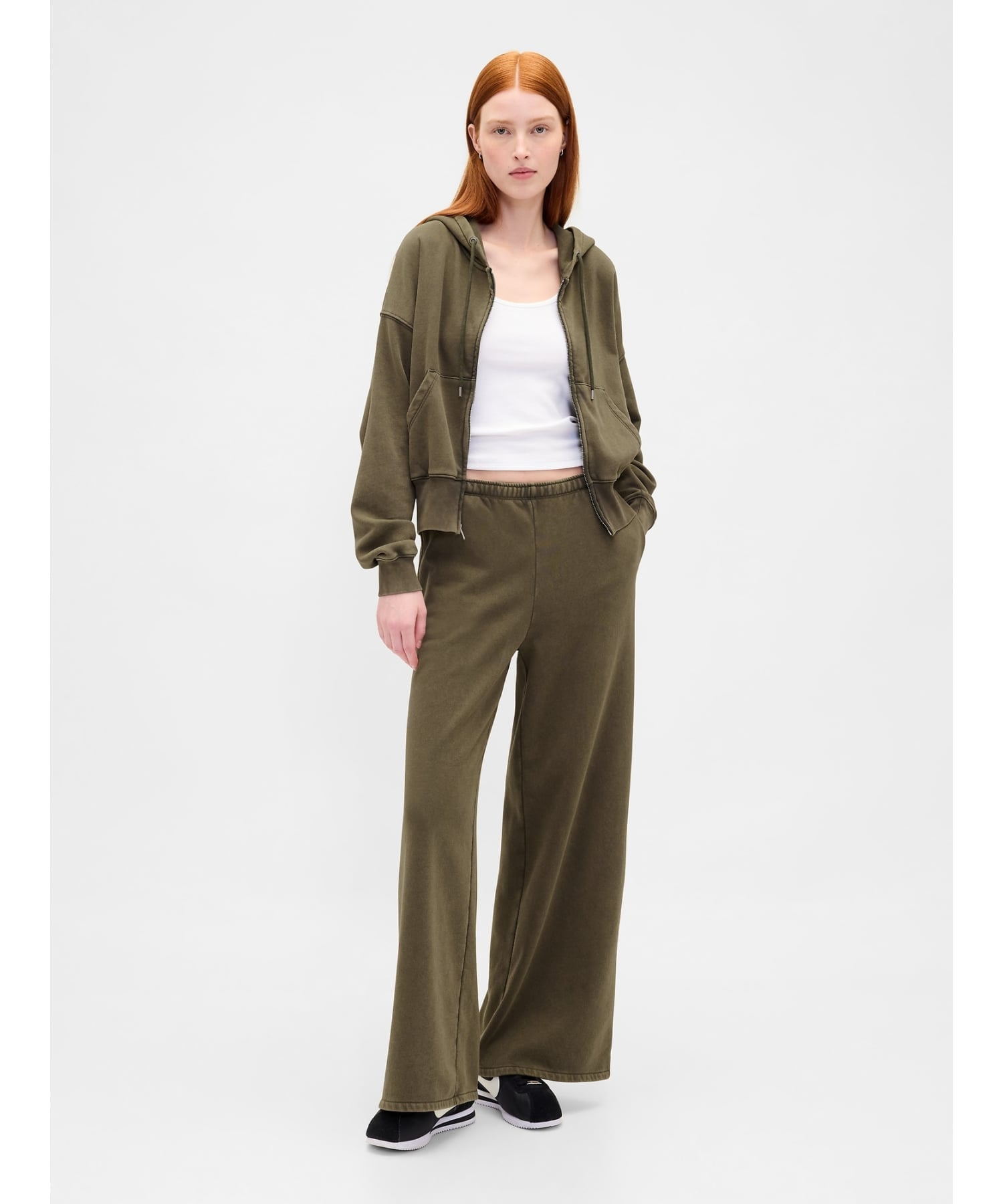 (W) Винтажные мягкие широкие спортивные штаны свободного кроя GAP, BLACK_MOSS_WASH — фото 2