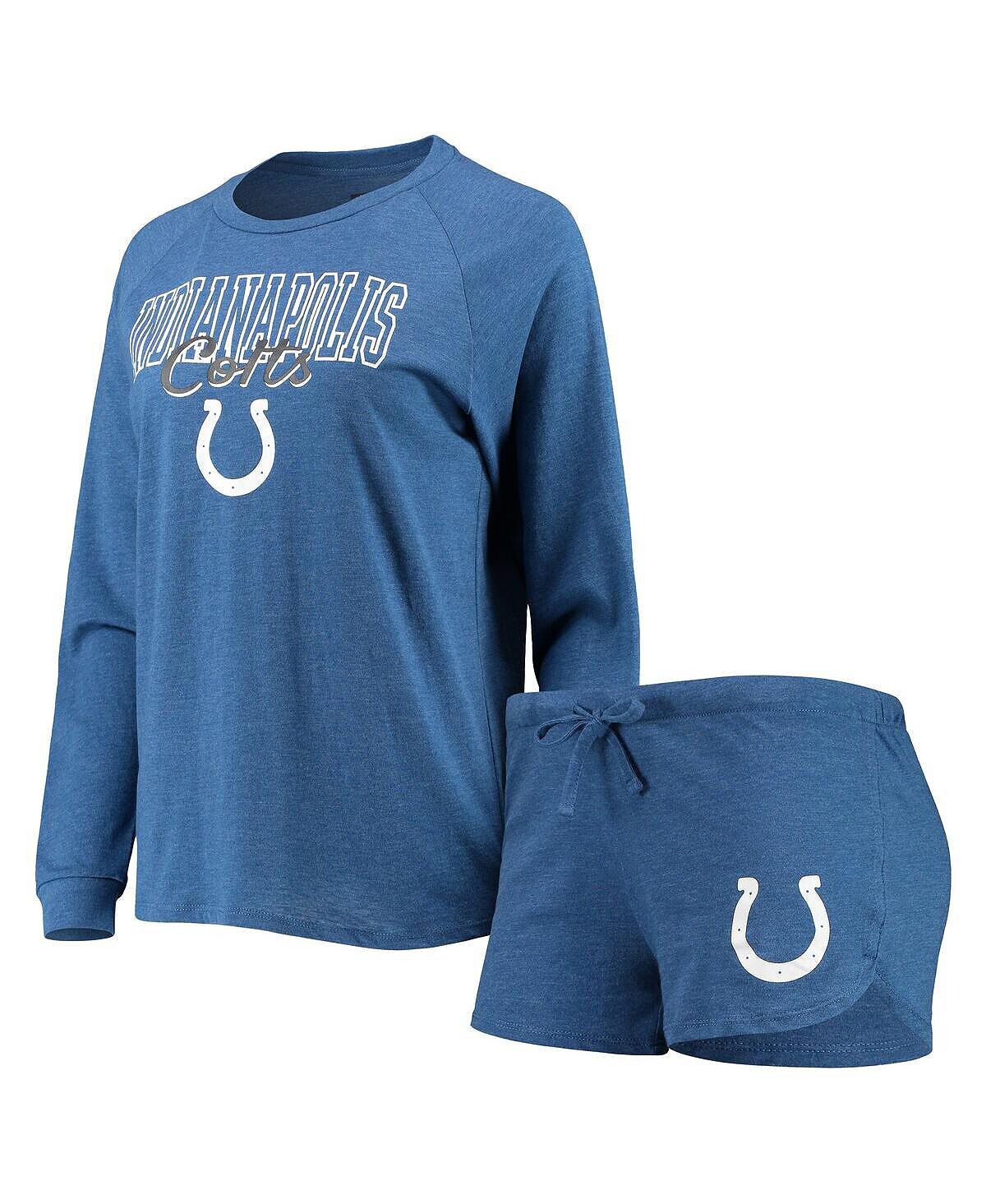 

Женский комплект для сна из топа реглан с длинными рукавами и шорт Royal Indianapolis Colts Meter Concepts Sport