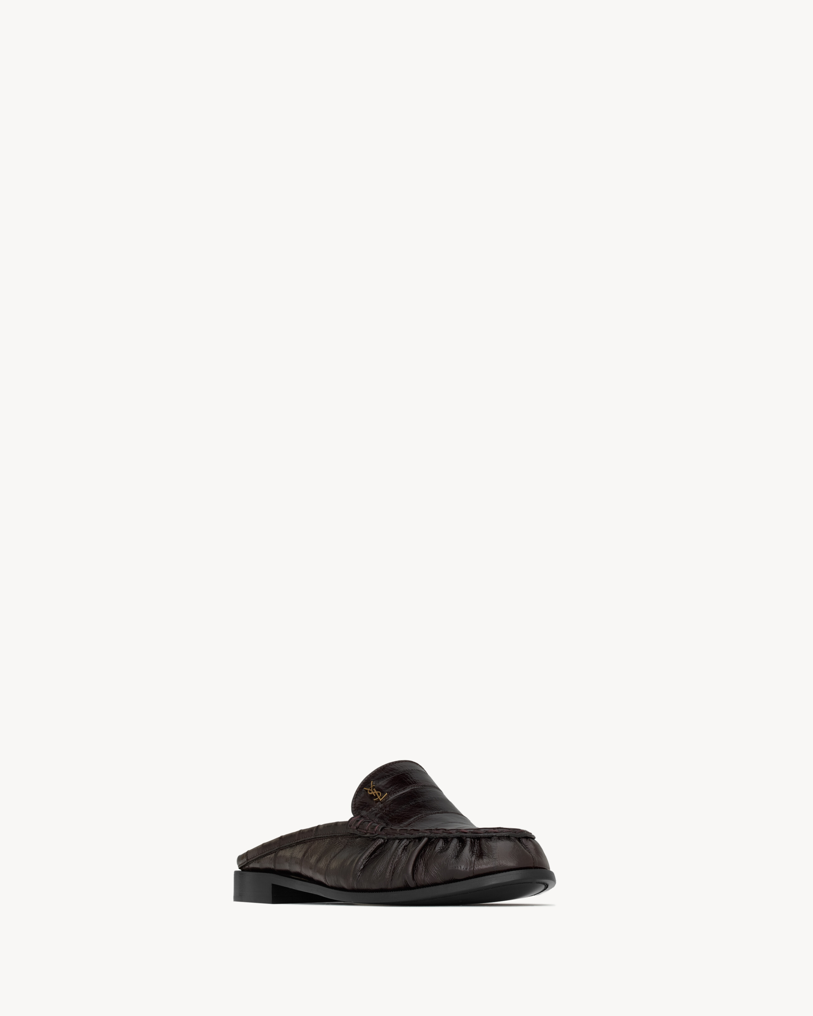 Мюли LE LOAFER из угря SAINT LAURENT, коричневый — фото 3