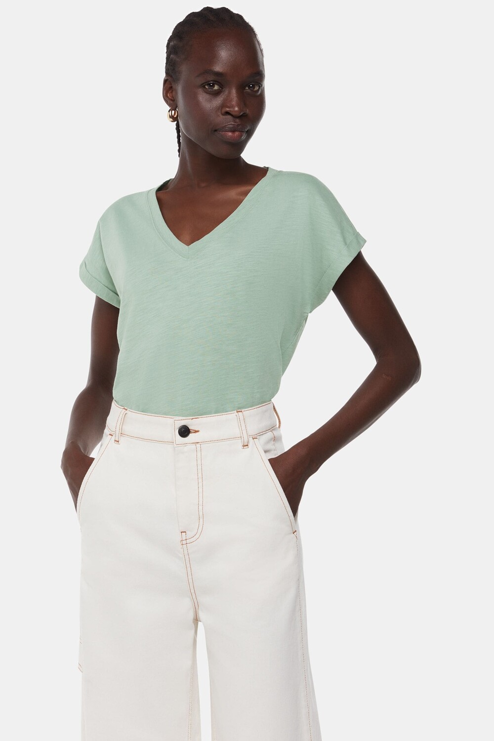 

Футболка «вилла» с короткими рукавами и V-образным вырезом Whistles, зеленый