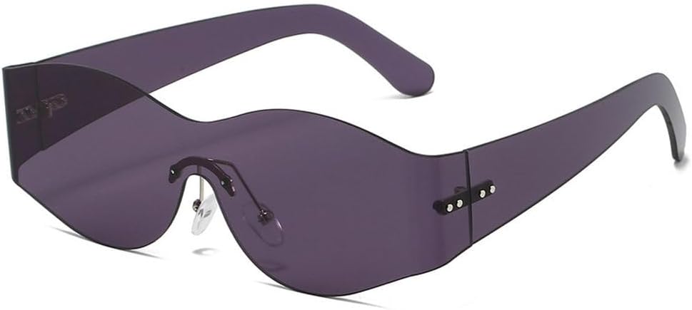 

Цельные солнцезащитные очки для мужчин и женщин, винтажные, без оправы, роскошные, модные, для активного отдыха, вождения, защита от УФ-излучения UV400 TKKTLLT, Purple