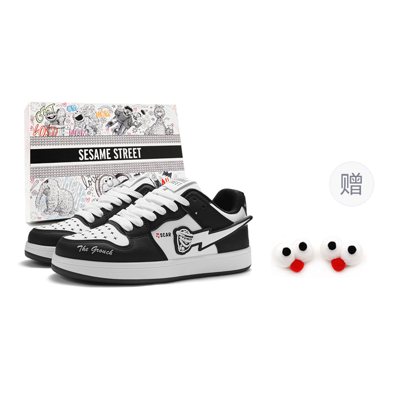 

SESAME STREET Увеличение роста устойчивость к истиранию легкие нескользящие низкие скейтбордские кроссовки унисекс классический черно-белый+подарок[Улучшенная версия]