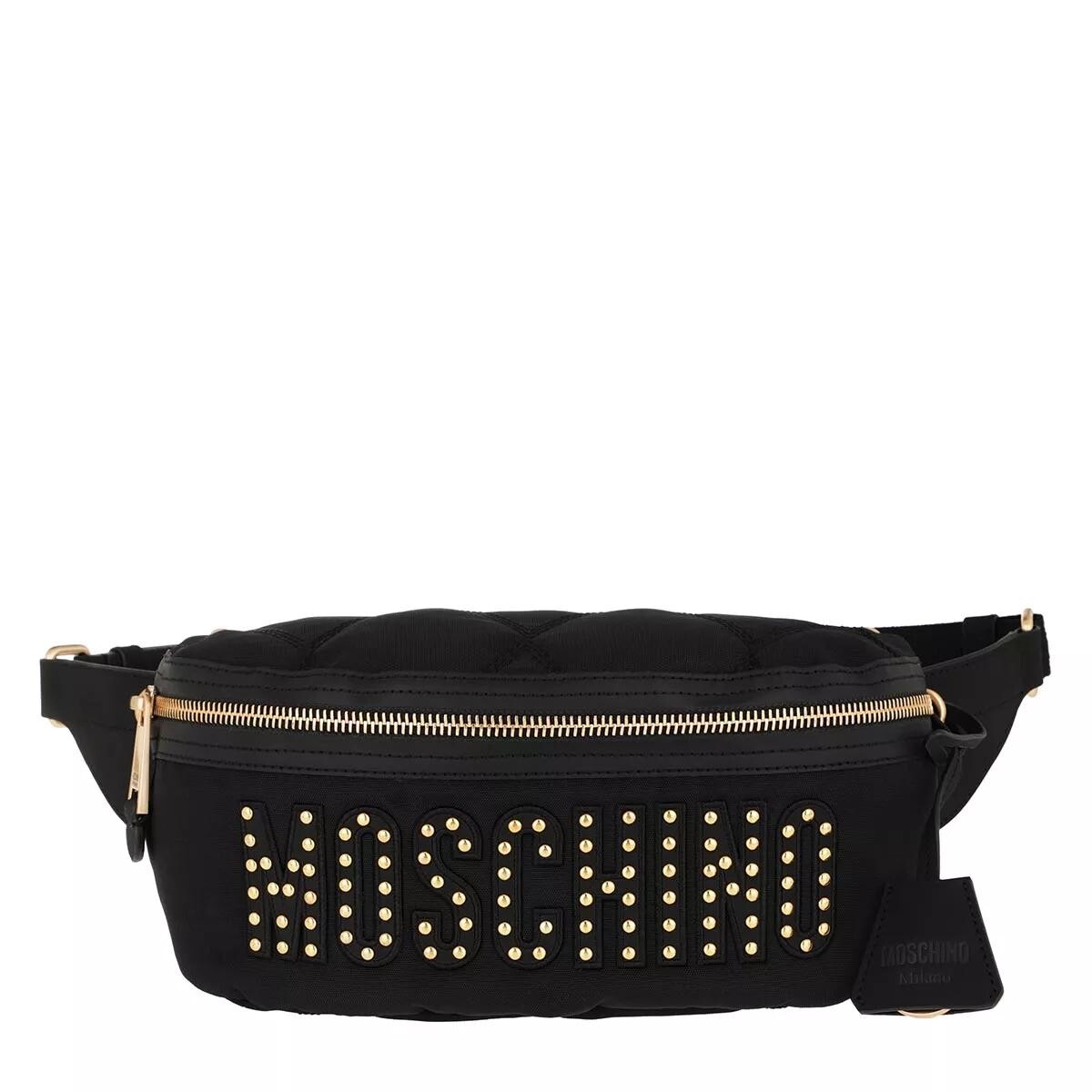 

Стеганая поясная сумка с фантазийным принтом Moschino, черный