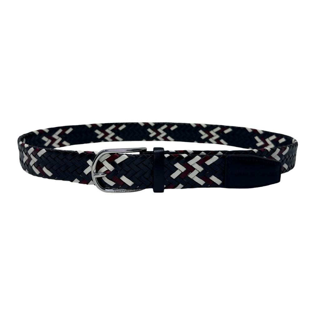 

Tommy Hilfiger Кожаный мужской ремень черно-белый, Black White
