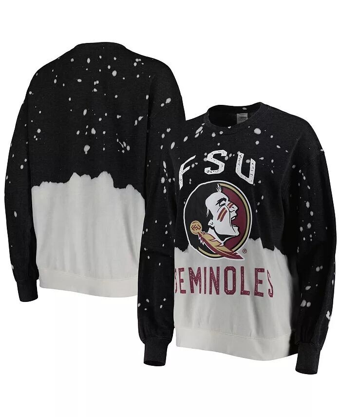 

Женская черная толстовка-пуловер Florida State Seminoles Twice As Nice Faded Dip-Dye Gameday Couture