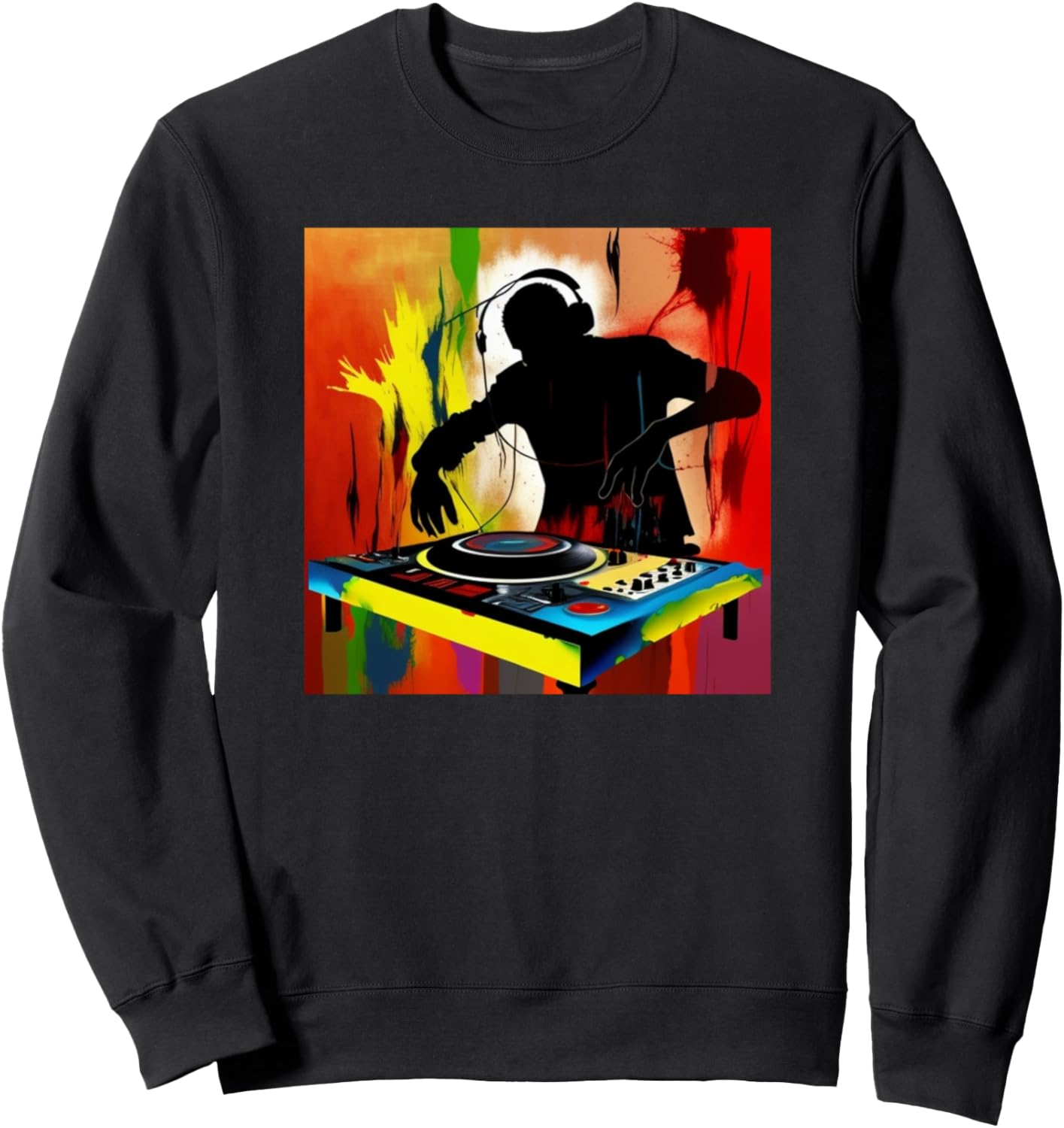 

Толстовка с изображением силуэта диджея и проигрывателя виниловых пластинок Dj Turntable Discjockey | Men Women Kids Boys Gift, черный