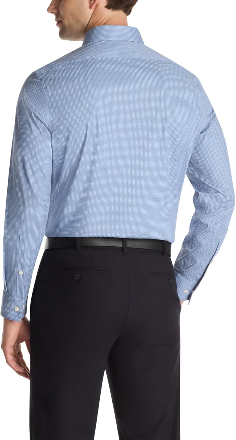 Мужская рубашка Calvin Klein Slim Fit, не требующая глажки, с принтом, Faded Indigo — фото 2