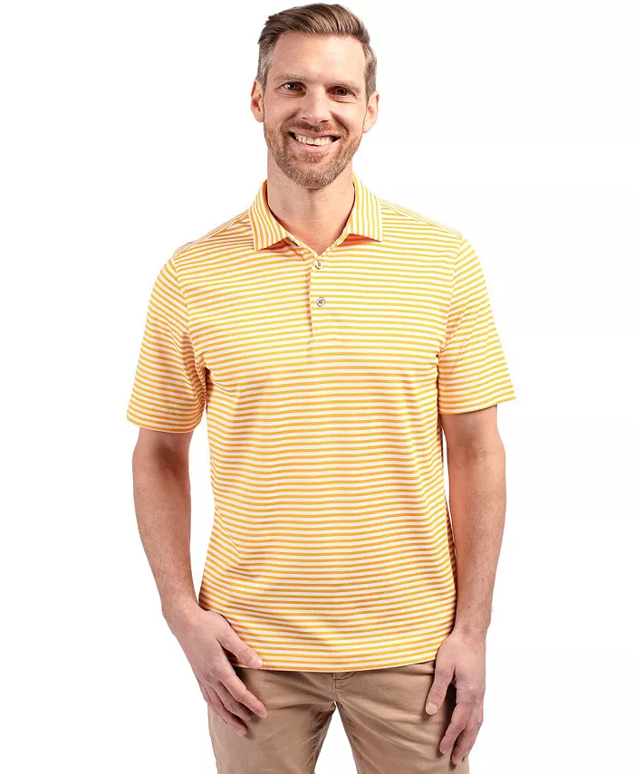 

Мужская поло Virtue Eco Pique Stripe из переработанного материала Cutter & Buck, желтый