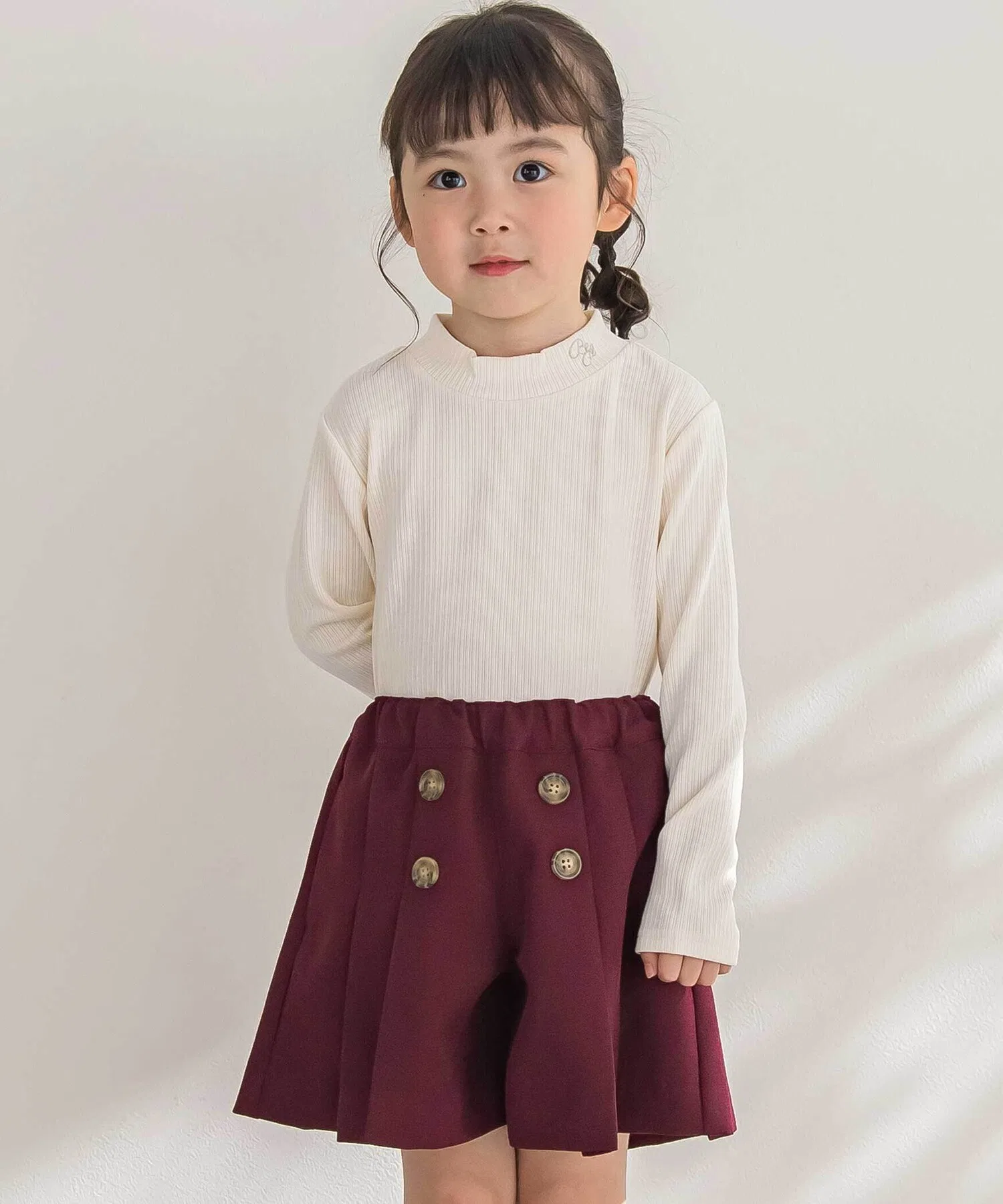 Детские плиссированные кюлоты с пуговицами BeBe Petits Pois Vert красные — фото 4