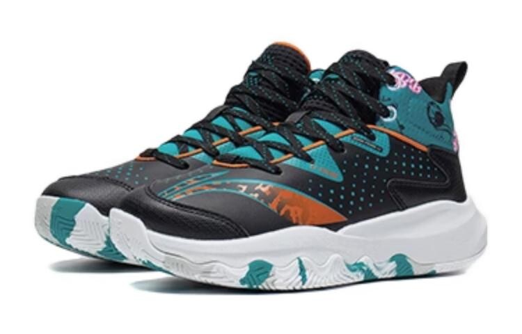 Детские баскетбольные кроссовки GS Low-top черные/зеленые Lining Young, черный — фото 3