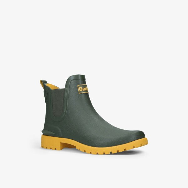 Женские резиновые сапоги Barbour с логотипом, хаки — фото 3