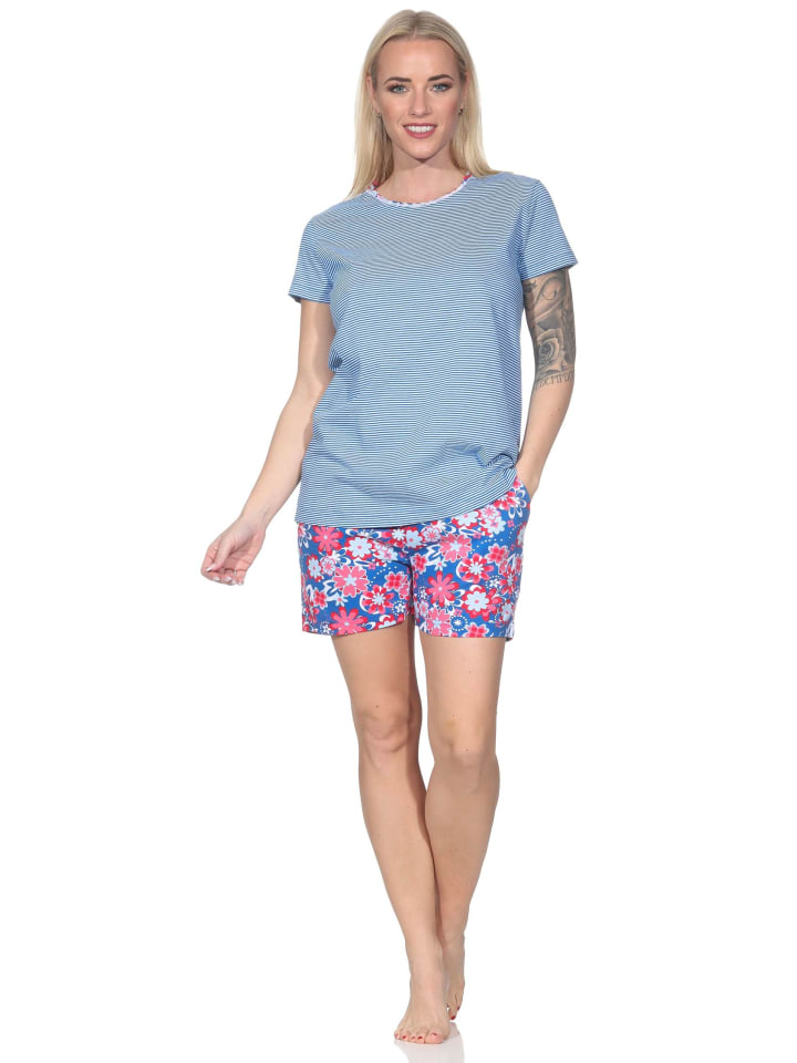 

NORMANN Пижамный комплект с короткими рукавами, в полоску, размер 125 205 836, темно-синий