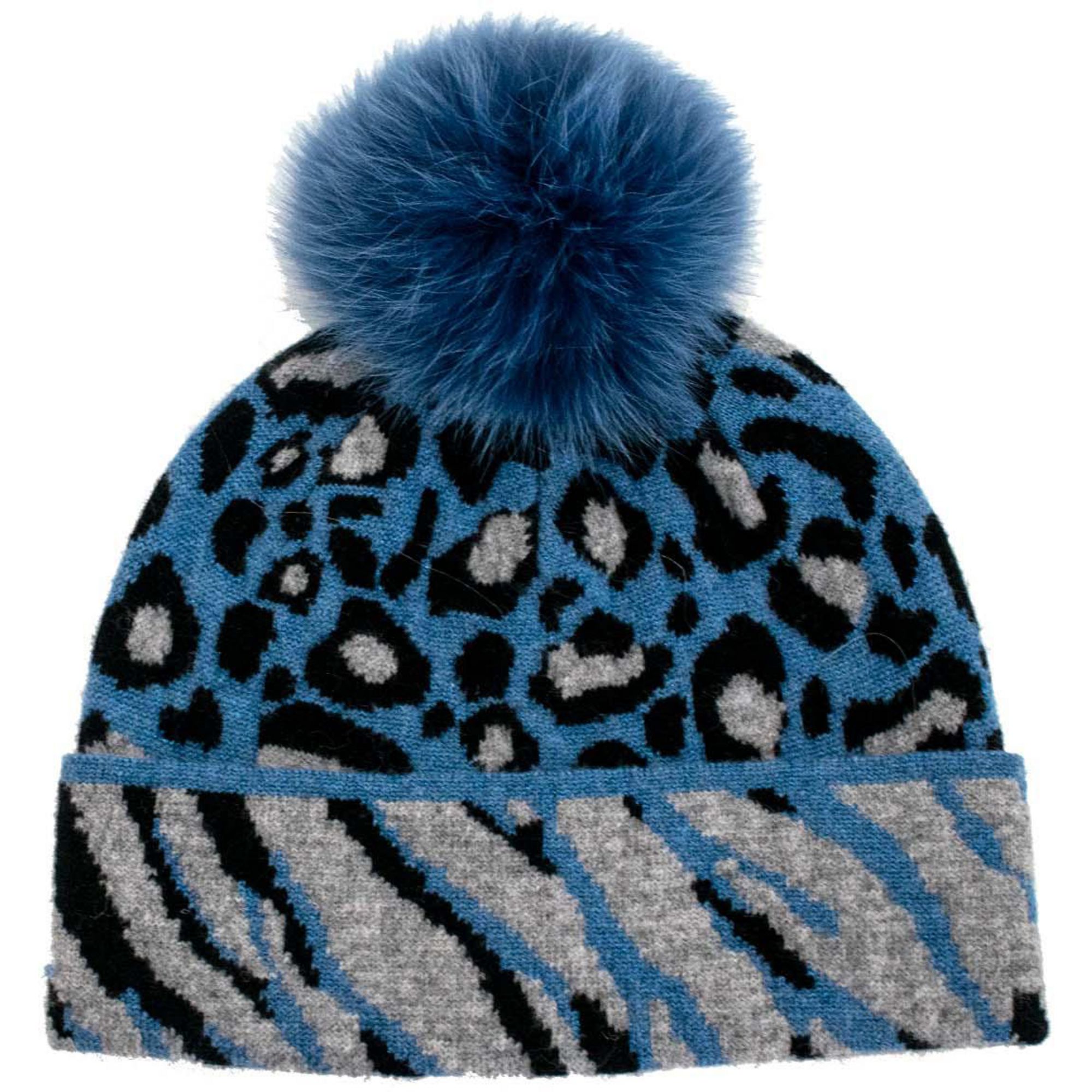 

Женская шапка-бини с анималистическим принтом и помпоном Mitchies Matchings, Blue