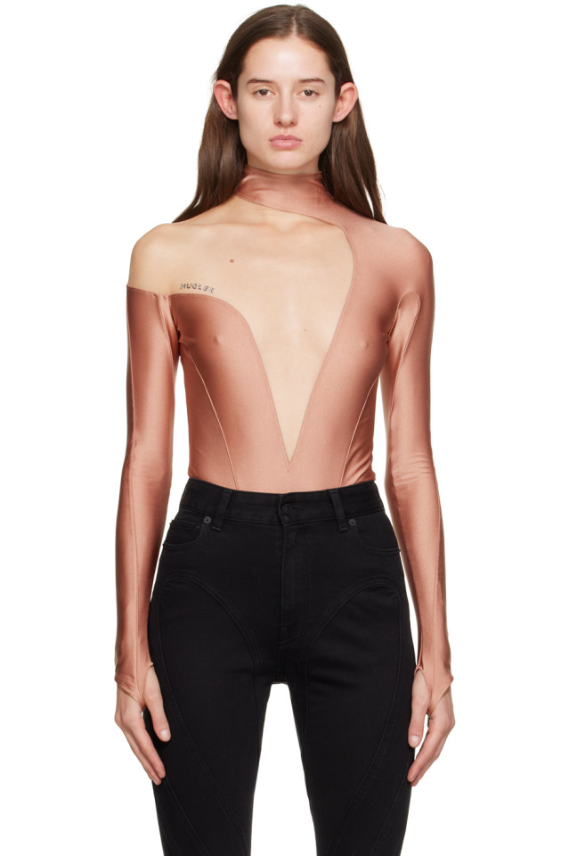 

Асимметричный боди с иллюзией Mugler, мультиколор