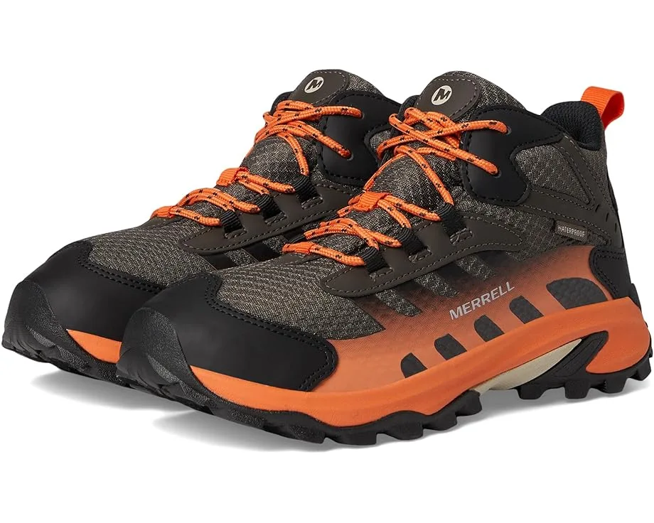 Ботинки Merrell Kids Moab Speed 2 Mid Waterproof (Little Kids/Big Kids), Gunsmoke/Orange