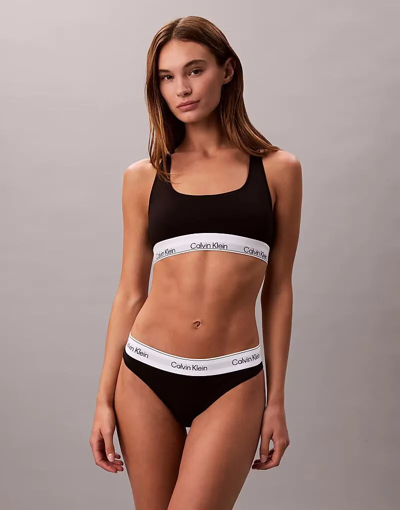 Бюстгальтер-топ Calvin Klein Icon Cotton Modal с вырезом-лодочкой, черный — фото 4