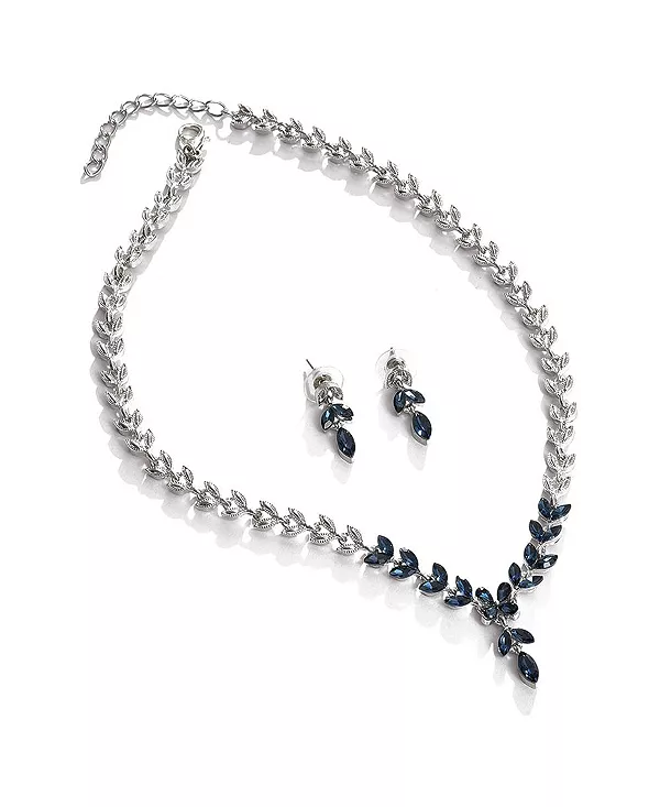 

Женское ожерелье и серьги из листьев синего камня (комплект из 2 шт.) Sohi, blue
