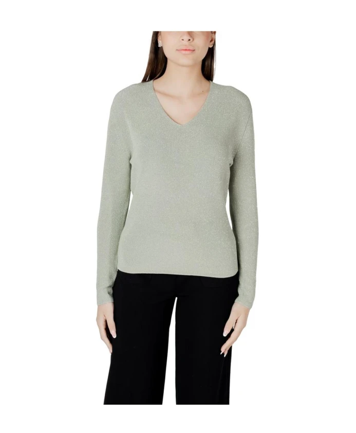 

Пуловер с V-образным вырезом и люрексом Street One, зеленый