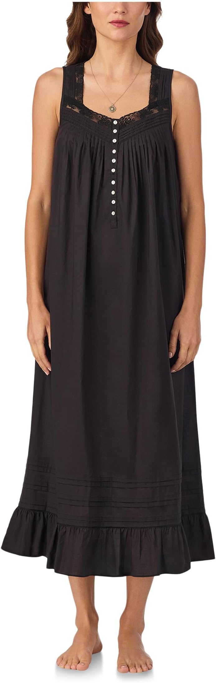 

Женская балетная ночная рубашка без рукавов из хлопчатобумажной ткани 50 дюймов Eileen West, Black