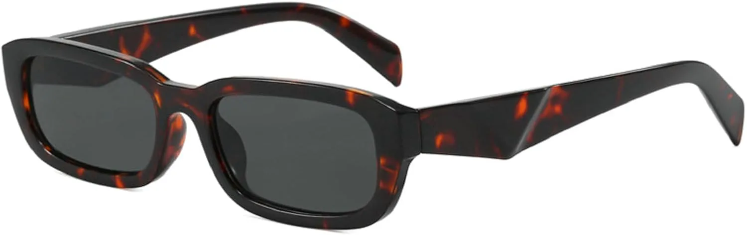 

Солнцезащитные очки в ретро-оправе, маленькие прямоугольные солнцезащитные очки, винтажные квадратные солнцезащитные очки, модные очки UV400 T06 Melrose, Leopard