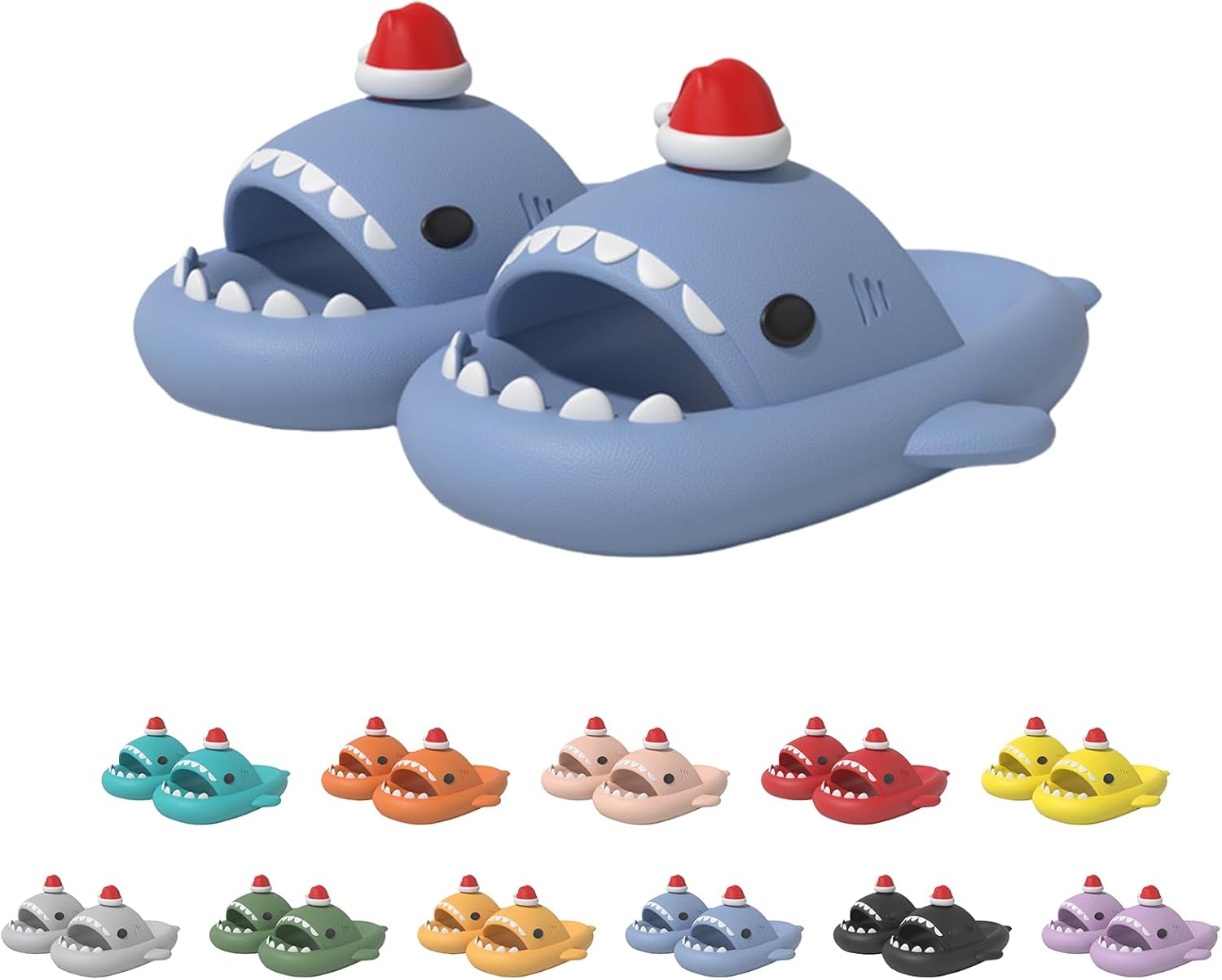 

Рождественские шлепанцы с акулой, Шлепацы с акулой для мужчин и женщин, 3D мультяшные шлепанцы-акулы, шлепанцы для Рождества и Хэллоуина Generic, синий