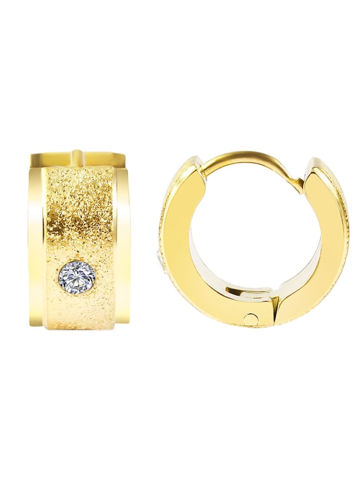 

Adeliás Женские серьги - серьги-кольца на шарнирах из нержавеющей стали с золотыми стразами