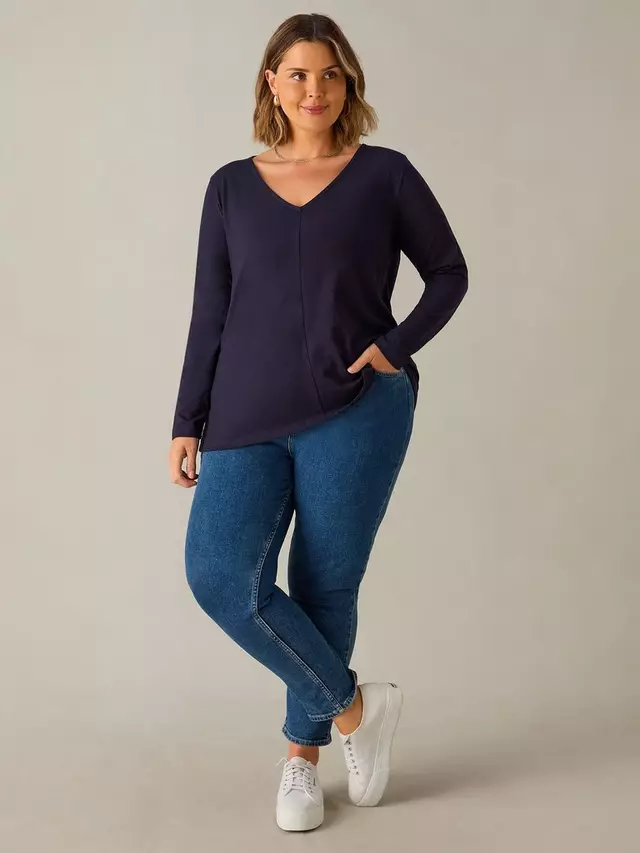 

Топ Live Unlimited Curve Cotton Slub V-Neck, синий