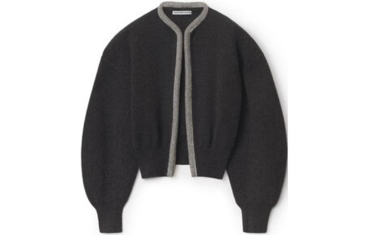 Женский кардиган с кристаллами, цвет древесный уголь, Alexander Wang, угольно-серый — фото 2