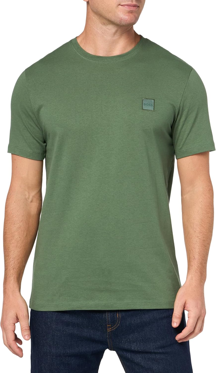 

Мужская футболка BOSS с тональной тканой нашивкой-логотипом, Spinach Green, Зеленый, Мужская футболка BOSS с тональной тканой нашивкой-логотипом, Spinach Green