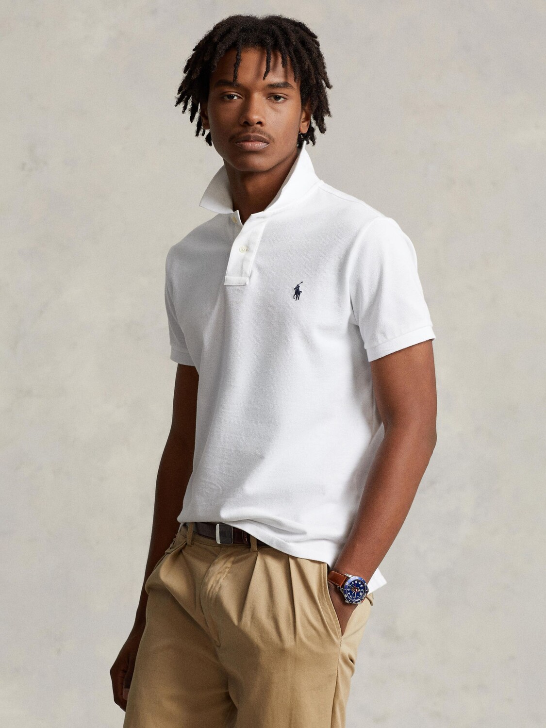 

Polo Ralph Lauren Узкая рубашка-поло с короткими рукавами, белая