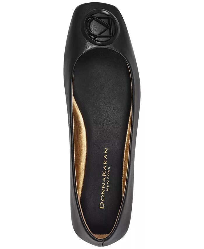 Женские кожаные балетки с логотипом Kylee Donna Karan New York, черный — фото 4