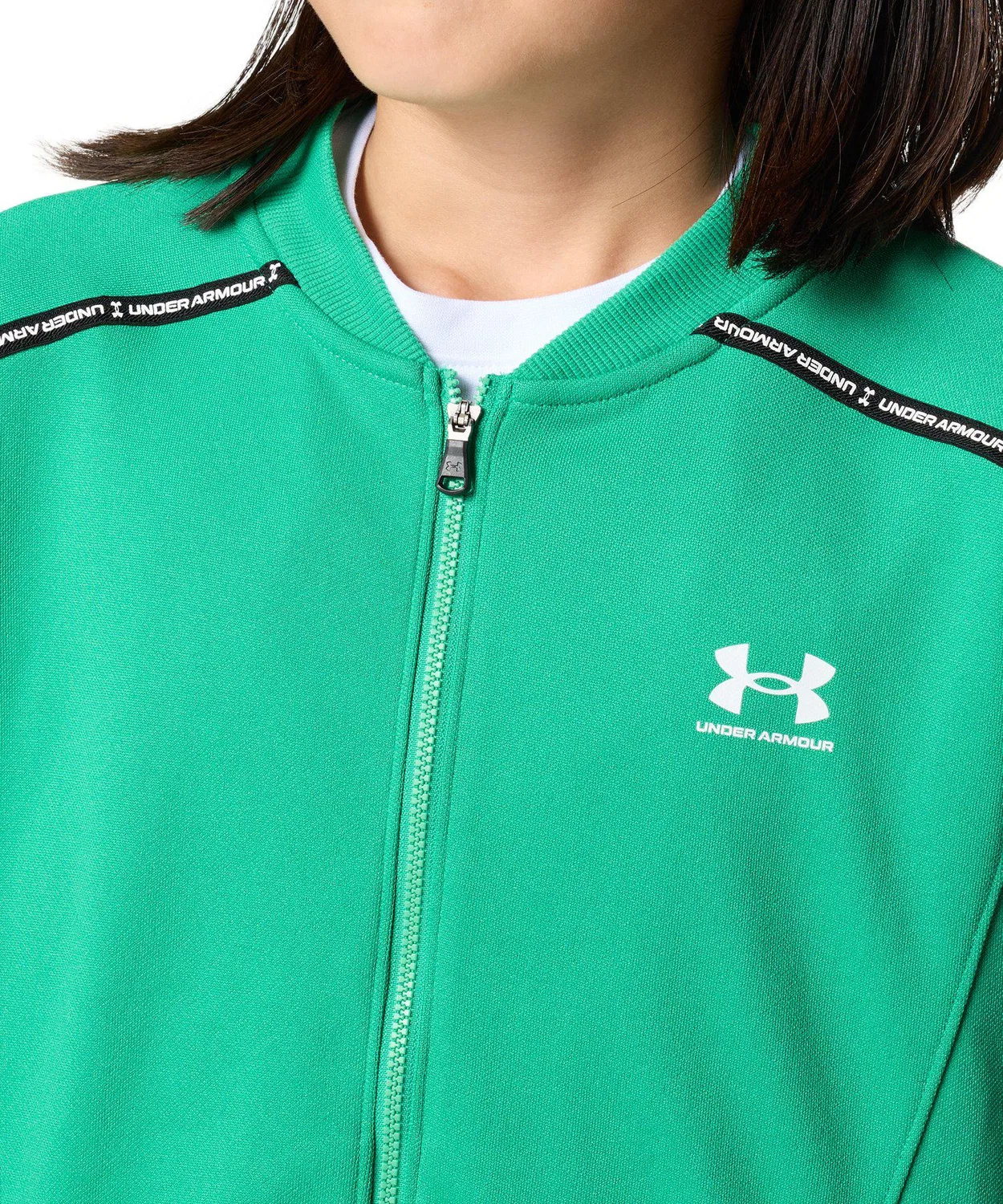 Куртка тренировочная детская Under Armour, оверсайз, полиэстер, цвет хаки — фото 2