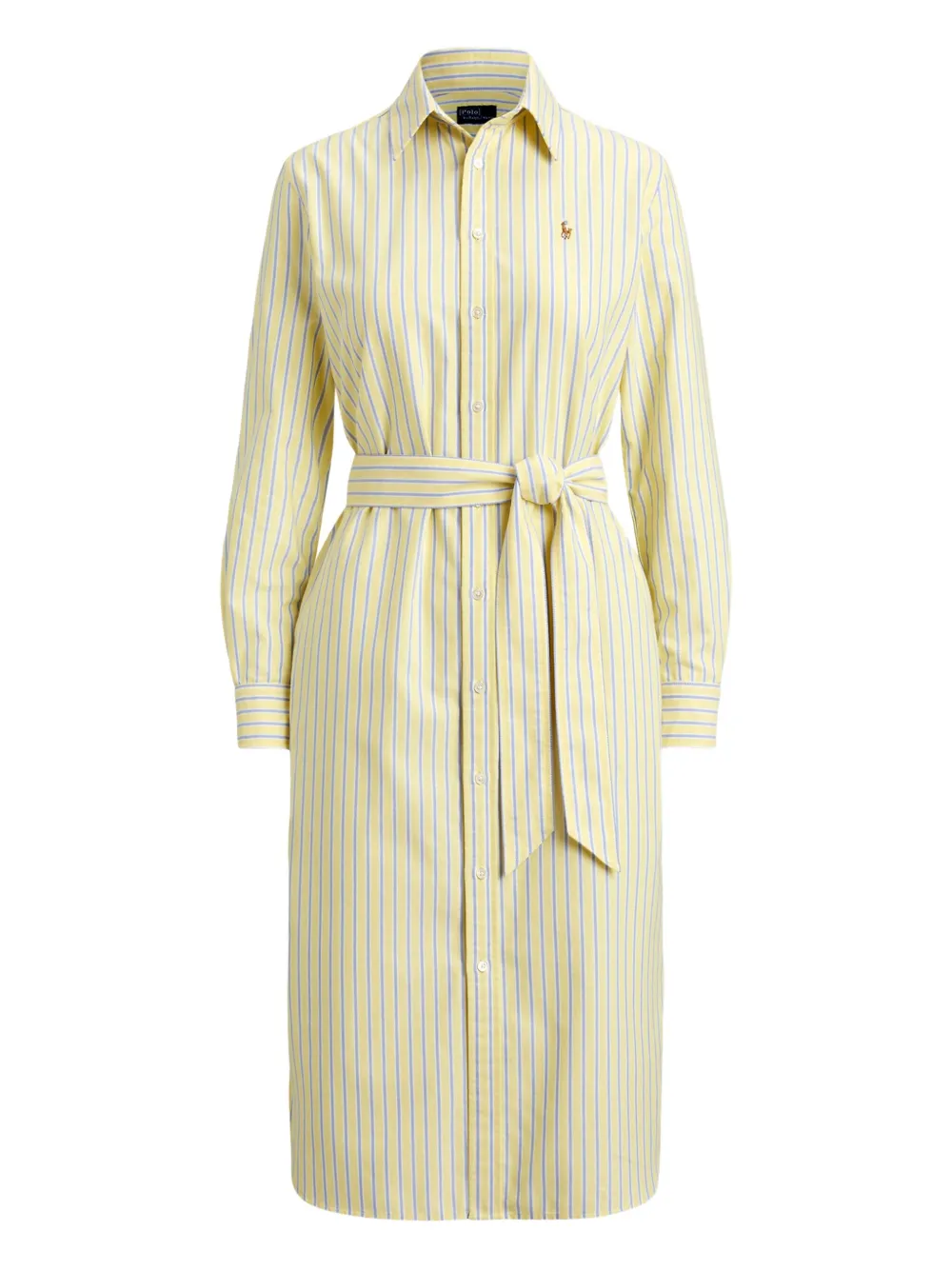 

Полосатое платье-рубашка с поясом Polo Ralph Lauren, желтый
