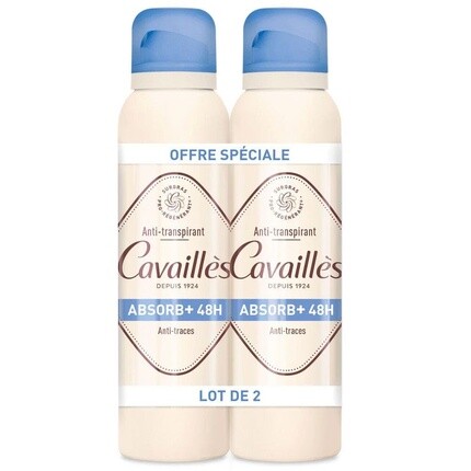 

Cavaillès Absorb+ Дезодорант-антиперспирант, спрей, 48 часов, 150 мл, 2 шт. в упаковке Rogé Cavaillès