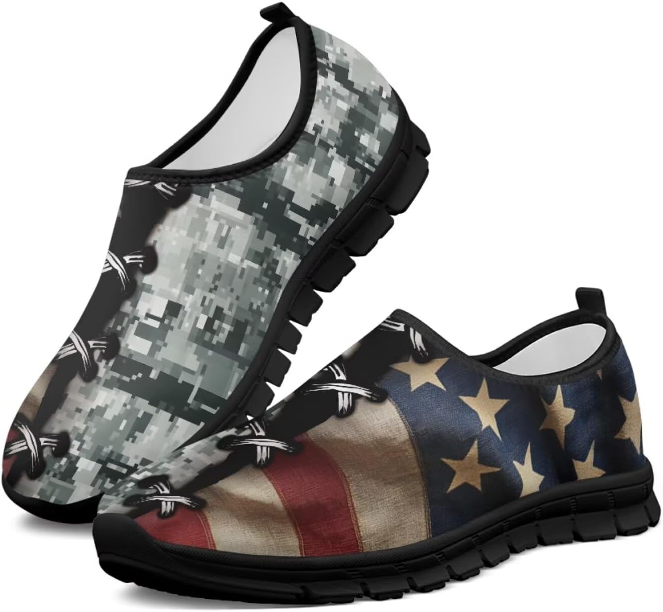 

Мужские слипоны Howilath, повседневные кроссовки для бега, противоскользящие лоферы, обувь без шнурков для путешествий и тренировок, American Flag Camo