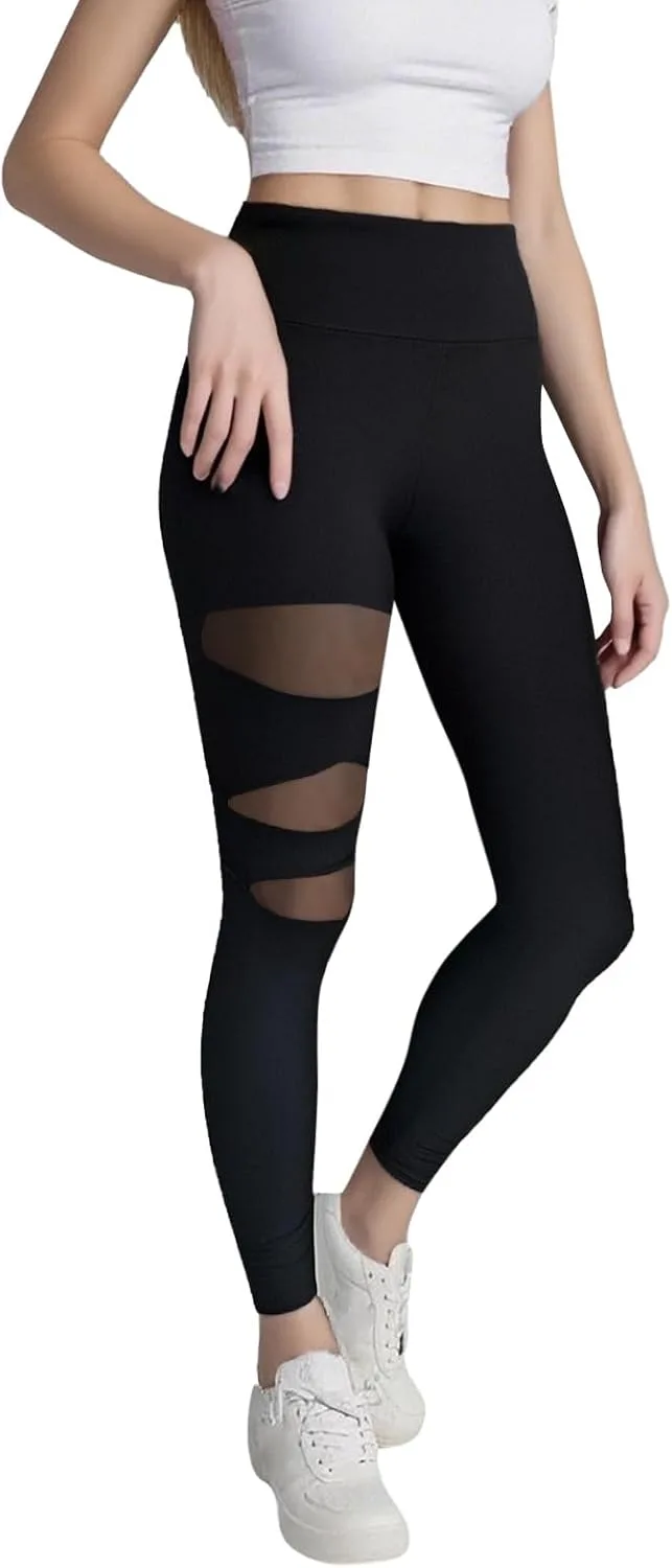 

Леггинсы для женщин с эффектом подтяжки ягодиц, контроль живота, высокая талия, сетчатые вставки