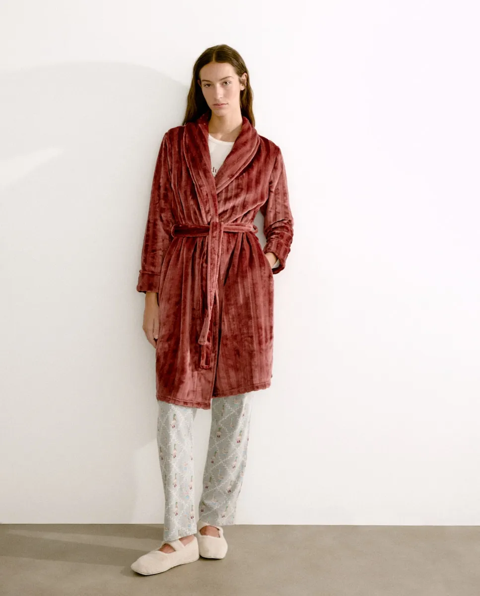 

Женский однотонный халат из полиэстера Énfasis, сливовый