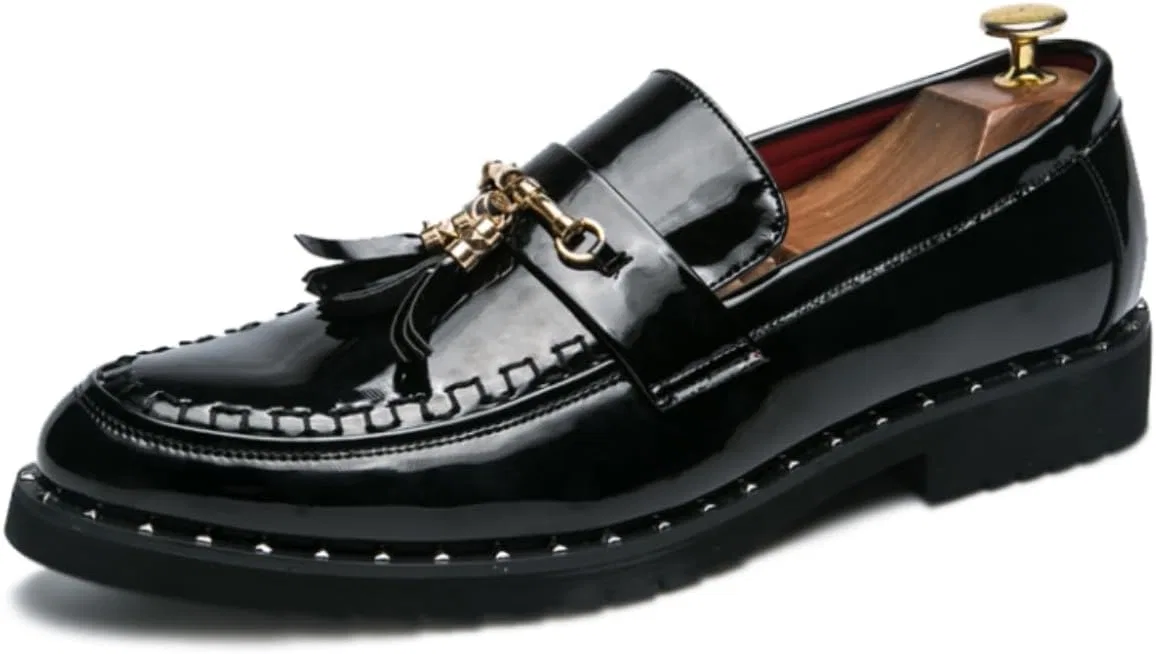 Лоферы мужские, Patent Leather, Slip-On, Black Khwfjas