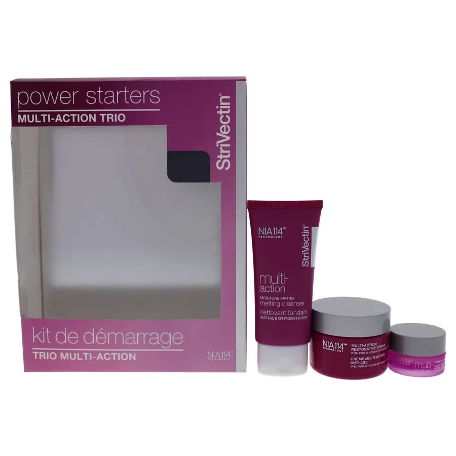 Power Starters Multi-Action Trio от Strivectin для унисекс - 3 шт. 1 унция Увлажняющий матричный расплавляющийся очищающий крем, 0,17 унции Крем для глаз R и R, 1 унция Восстанавливающий крем