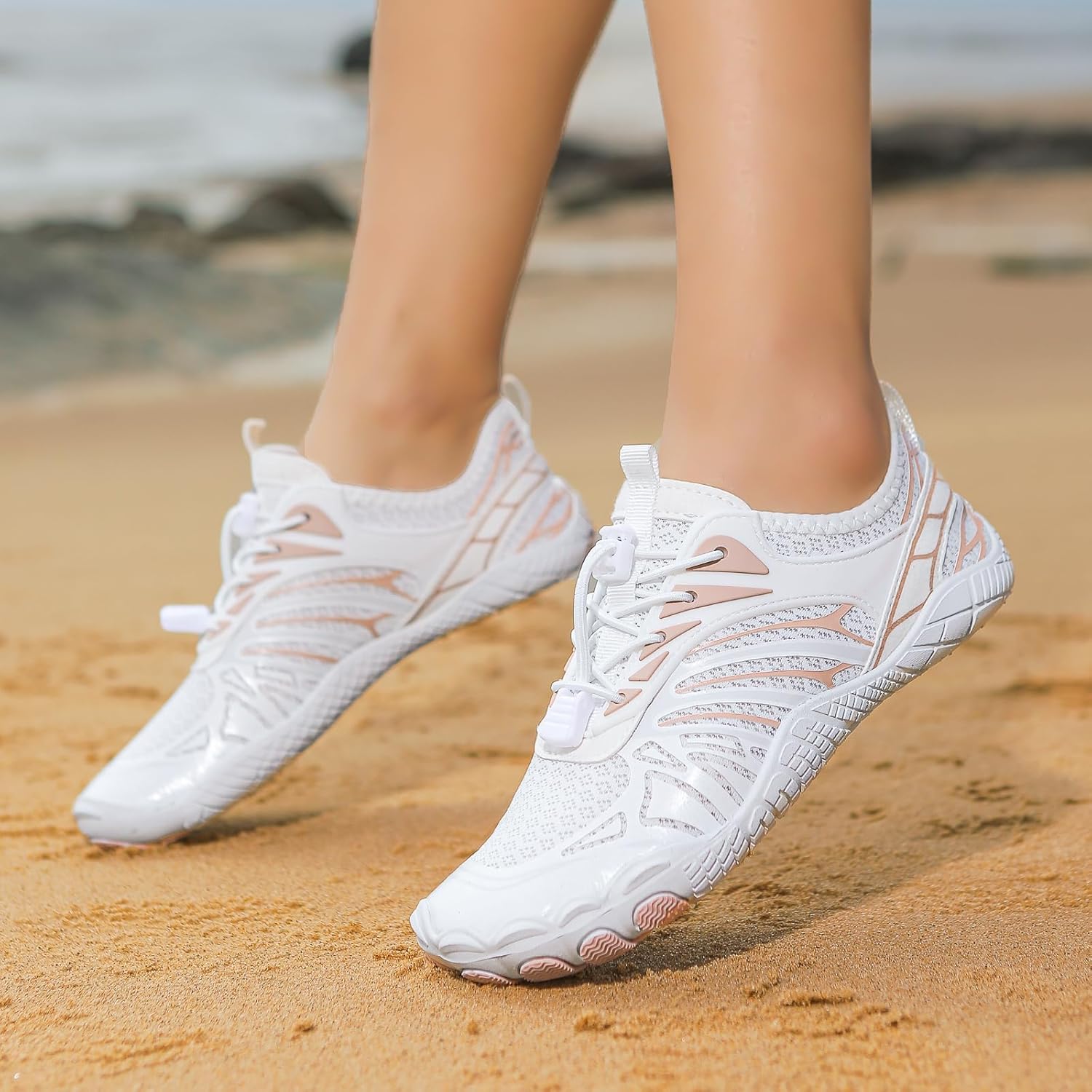 Сандалии Canbebig Hike Barefoot для женщин и мужчин, с широкой носочной частью, дышащие, быстросохнущие водные обувь, противоскользящие, для походов, минималистские кроссовки, модные кроссовки для прогулок по пляжу, унисекс, розовый — фото 2