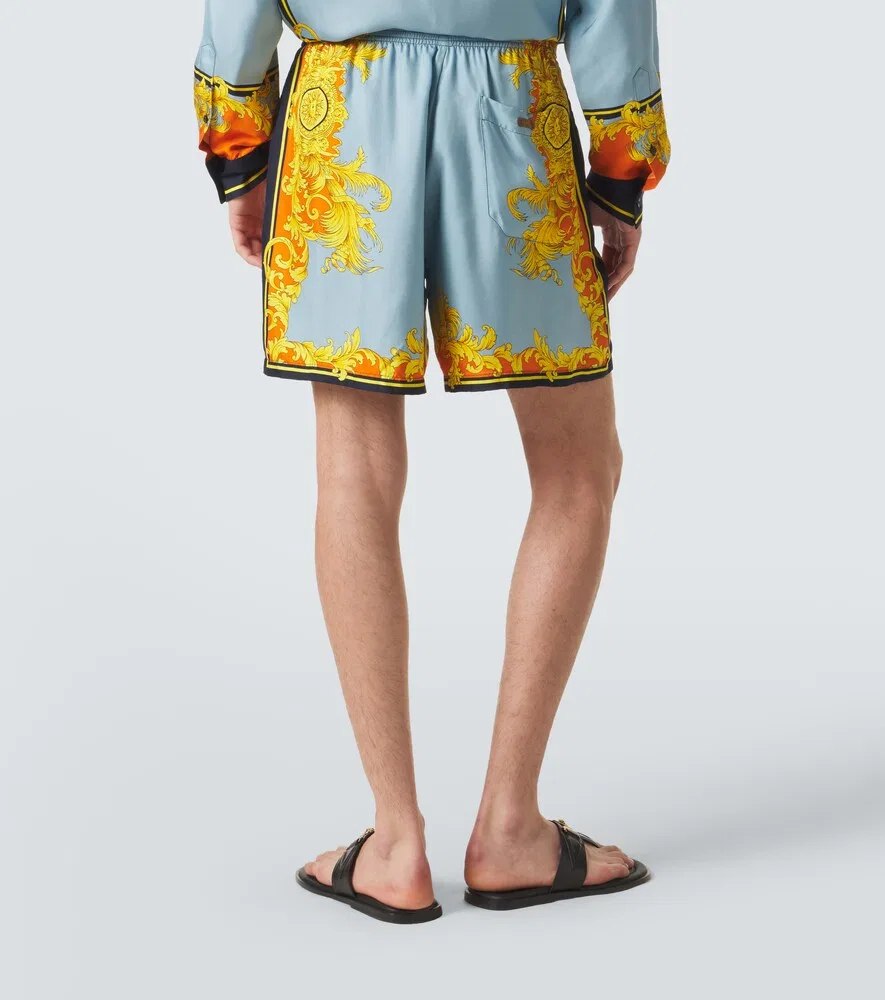 Шелковые шорты с принтом Versace, мультиколор — фото 4