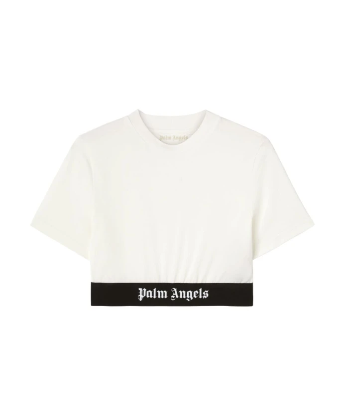 

Футболка с логотипом на поясе и круглым вырезом Palm Angels, белый