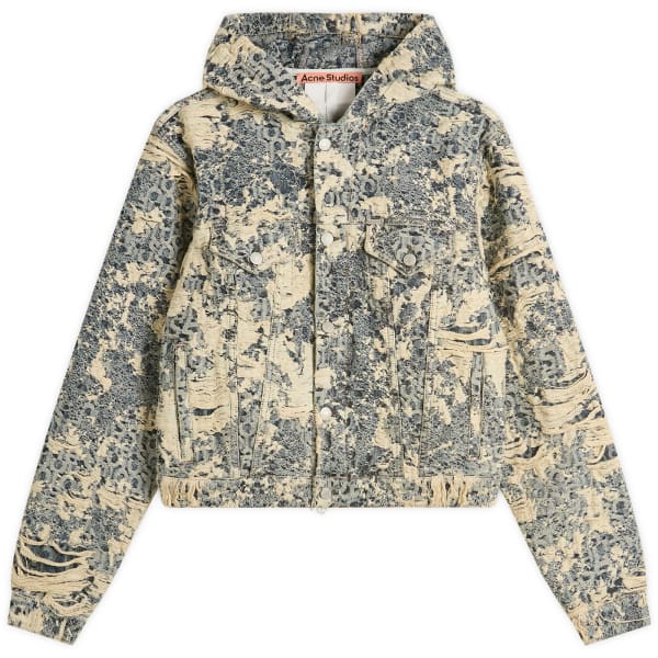 

Куртка с капюшоном и потертостями и монограммой Acne Studios, синий