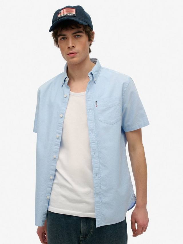 

Хлопковая оксфордская рубашка с коротким рукавом Regular Fit Superdry, Classic Blue