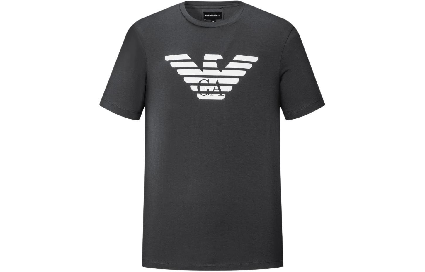 Футболка с коротким рукавом и круглым вырезом мужская gray EMPORIO ARMANI, серый — фото 3