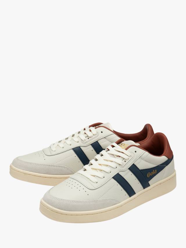 Классические кроссовки из контактной кожи на шнуровке Gola, цвет Off White/Navy/Rust — фото 3