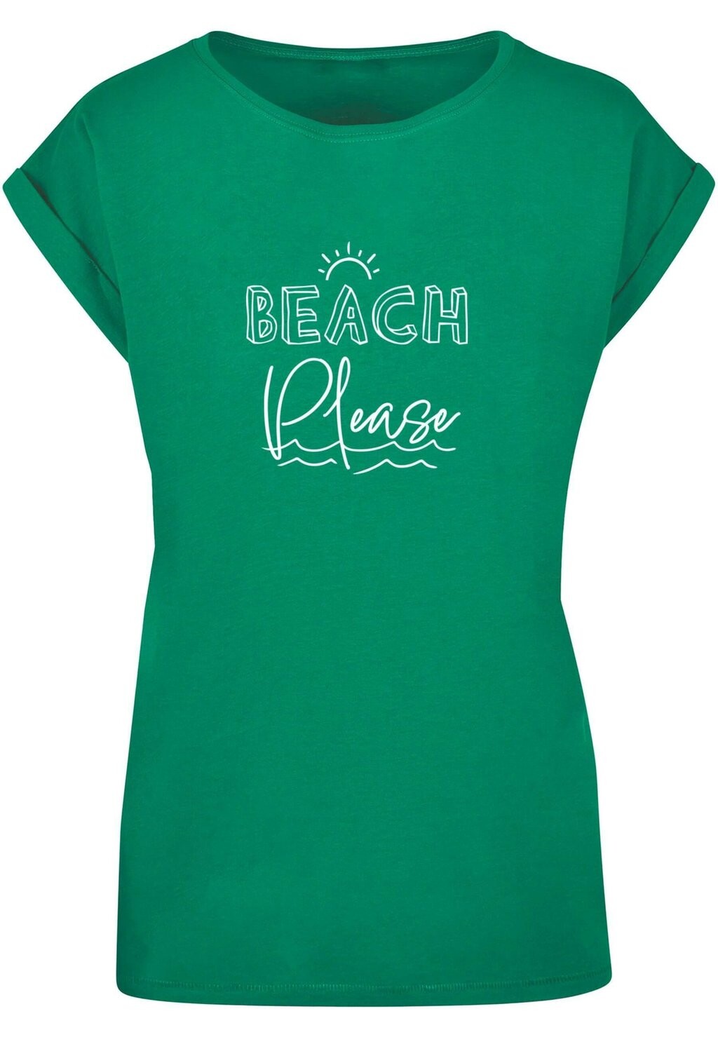 

Футболка с принтом BEACH PLEASE EXTENDED SHOULDER Merchcode, цвет forest green