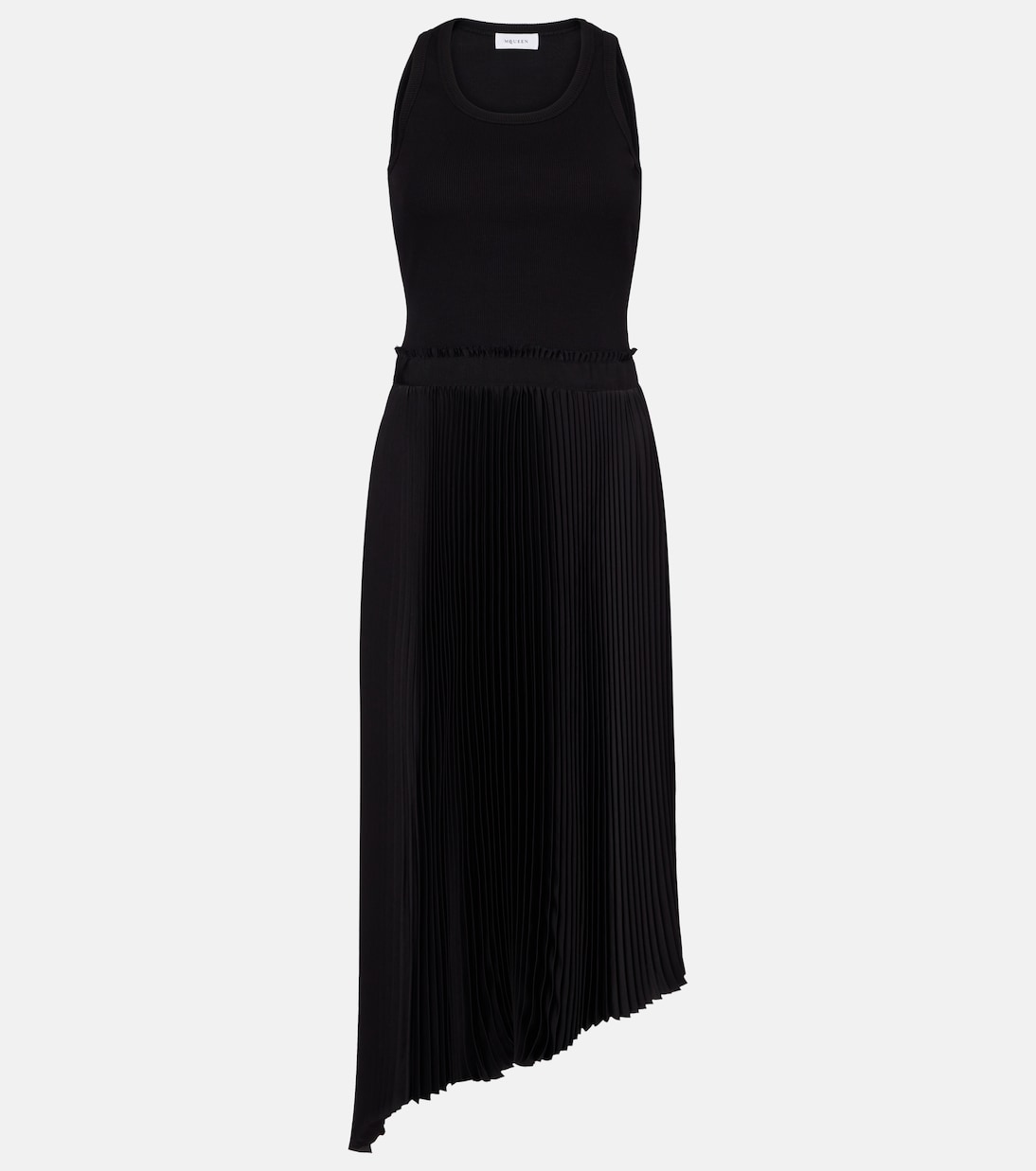 

Хлопковое ребристое платье миди McQueen, 1000-Black