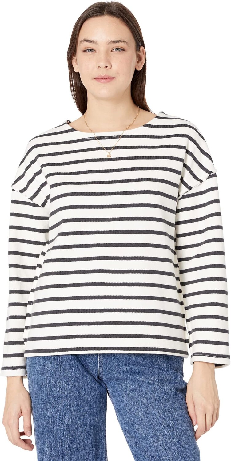 

Футболка Madewell Luxe Long-Sleeve Tee in Casler Stripe, цвет Black Coal